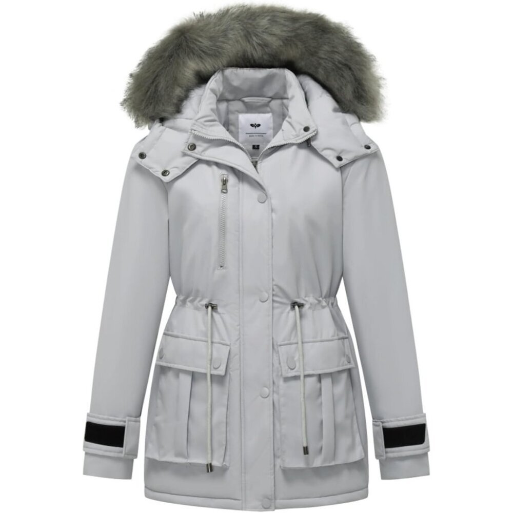 〽️Women's Gray Winter Coat Warm Puffer Jacket Thicken Parka with Removable Hood